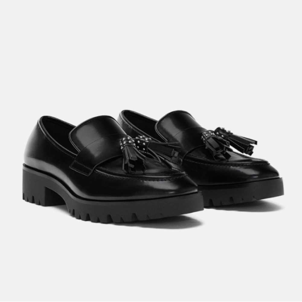Zara Trafaluc Black Tassel Loafers